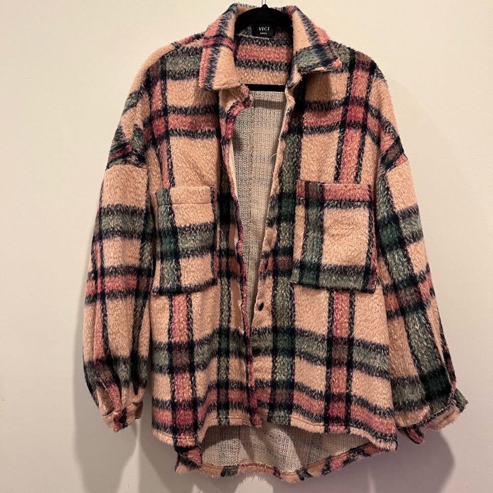 Vici plaid oversized shacket
